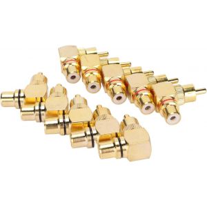 MEVRONISSHOP-10 Pi&egrave;ces Adaptateur &agrave; Angle Droit M&acirc;le &agrave; Femelle Cuivre plaqu&eacute; Or 90 Degr&eacute;s L Type Connecteur Adaptateur - Neuf
