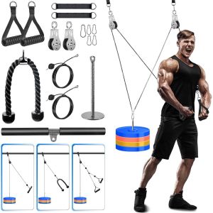 Poulie Musculation, Fitness Diy Lat Pulldown Machine Systeme Maison Musculation Kit Avec Double Corde Poignet Poulie Haute Et Basse Pour Triceps Biceps Curl Dos Epaules De Sport À [Ela710135] - Neuf