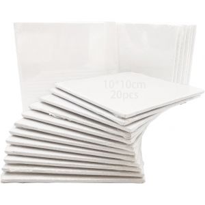 Meimie-Panneaux De Toile,10 X 10cm Toile Tendue,Toiles D'art En Coton Vierge,Planche De Toile,Toile Pour Peinture,Convient Pour La Peinture À L'huile,L'acrylique,L'aquarelle(20 Paquet) - Neuf