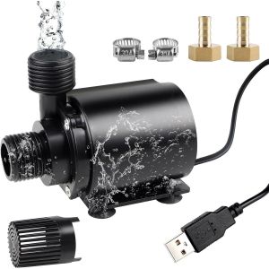 Yemaesre-Mini Pompe À Eau Usb Pompe Pour Aquarium 500l/H 4w Pompe Submersible Pompe À Eau Ultra Silencieuse Pompe De Fontaine Avec Câble De 1,8m 2 Buses En Laiton - Neuf