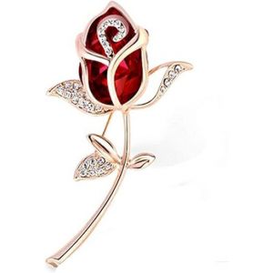 Broche &Eacute;l&eacute;gante En Cristal, Fleur, Rose, Feuille, Manteau, Ch&acirc;le, &Eacute;pingle &Agrave; Revers, Bijoux De Mariage, Cadeau Pour Femme, Rouge - Neuf