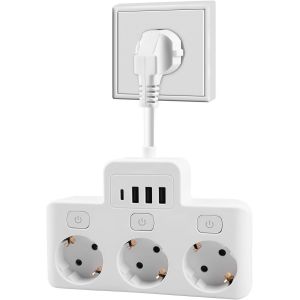 Rallonge multiprise à 3 prises-4000 W-16 A-USB-Multiprise avec 3 ports USB-Pour le bureau,la maison et les voyages - Neuf