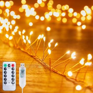 JGD-Guirlande lumineuse USB avec t&eacute;l&eacute;commande, 3 m, 100 LED, &eacute;tanche, p&eacute;tard, guirlande lumineuse &eacute;toil&eacute;e pour plafond, chambre &agrave; coucher, couronne, fen&ecirc;tre, mariage, d&eacute;coration d'arbre de - Neuf