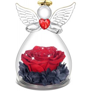 Rose Eternelle Cadeau Fete des Meres, Fleur Eternelle avec Ange Figurine Cadeau pour maman, Original Cadeau Fete des Meres Cadeau Maman,Cadeau Anniversaire Femme,Cadeau Mamie,Ange D&eacute;coration - Neuf