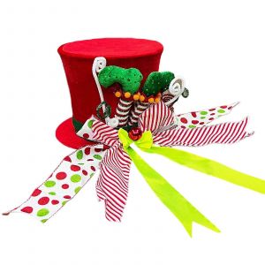 Rouge Bonbon De No&euml;l L'arbre De Chapeau &Agrave; La Menthe Poivr&eacute;e Arcs & Ruban Ornement, Vacances De No&euml;l, D&eacute;coration Compatible Avec La Norme De L'arbre Toppers - Neuf