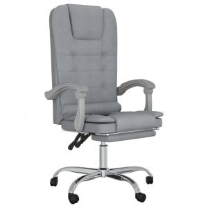 Fauteuil de bureau massage inclinable de bureau informatique &eacute;tude clair tissu gris Helloshop26 02_0025385 - Neuf