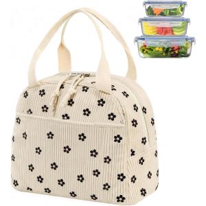 KALANKA-Sac Isotherme Repas, Sac Isotherme Repas Enfant, Sac Lunch Box, Velours C&ocirc;tel&eacute;, Doublure En Papier d'Aluminium, Isolation Thermique, Pliable, Convient Pour Le Travail, l'&Eacute;cole, Le Pique-Nique - Neuf