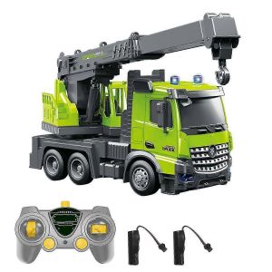 1/14 Remote Control Fire Ladder Truck Toy Electric Construction Vehicle with Realistic Ladder Extension for Kids Play Children Toy Gift MM2-vert - Neuf