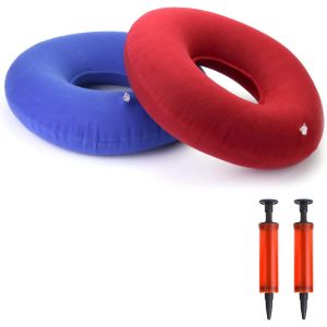 Kalanka-® 2pcs Coussin Assise Gonflable En Anneau Avec Pompe Pour Hémorroïdes, Inflammation, Problèmes De Coccyx, Grossesse, Accouchement (Rouge, Bleu) - Neuf