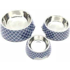 Kal-Gamelle En Acier Inoxydable 17,5cm (Gamelle En Acier Inoxydable Au Look Tendance, Lavable Au Lave-Vaisselle Et Facile À Nettoyer, Avec Bord Antidérapant, Corps En Mélamine), Motif : Blue - Neuf