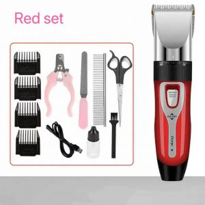Machine De Toilettage Pour Couper Les Poils De Chien,Rechargeable Par Usb,Tondeuse Pour Chiots &Agrave; D&eacute;cibels Bas,Pour Coupe De Cheveux D'animaux,Dispositif &Eacute;lectrique De Coupe De Chev.Red Set-1pc. - Neuf