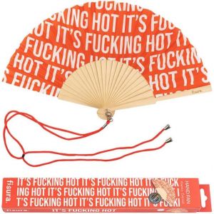 Kalanka-Fisura U2013 Éventail Original Avec Le Message It's F*Cking Hot. Éventail Moderne En Bois Et Amusant. Éventail Rouge Avec Motif. Éventail Avec Cordon Pour Éventail. Dimensions : 42,5 X 23 Cm - Neuf