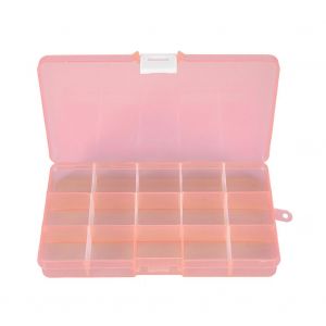 Boite De Rangement En Plastique Pp 15 Compartiments, Etui A Bijoux Amovible (Orange + Blanc) - Neuf
