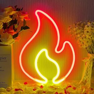 Flamme Enseigne Au Néon LED Néon Forme Flamme Enseigne USB/à Piles Lumière de Nuit Néon LED Colorées Lampe Néon Murale Décoration pour Maison Bar Fête Noël - Neuf
