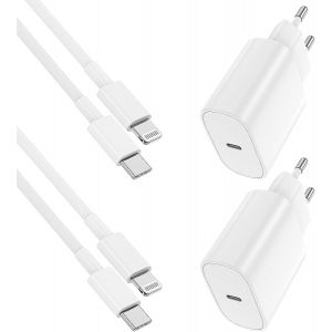 Thef-2pack 20w Chargeur Iphone Usb C Rapide, Certifié Apple Mfi Chargeur Apple Cable Rapide Avec 3m Câble Usb C Pour Iphone 14 Pro Max/14/13 Mini/13 Pro Max/12 Mini/12 Pro/12 Pro Max/11/Se/Xr/Xs Max/ - Neuf