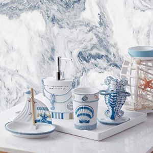 KAL-Accessoires De Salle De Bain Collections Uniques Moderne Classique Contemporain Décoratif Beaux Designs Belles Designs Baignoire Douche Baignoire Ensemble De 4 Pièces Plage Life - Neuf