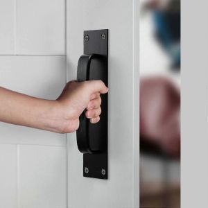 Poignée de porte coulissante,poignée d'armoire de porte,poignée décorative,pour lourd,porte extérieure,porte intérieure,porte de garage,placard (noir) - Neuf