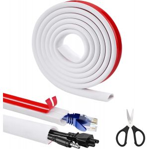 Type D Blanc 3m Goulotte Passe Cables(15 * 10mm) Auto-Adhésif,Goulotte De Câble En Pvc Souple,Goulotte Electrique,Goulotte Passe Cable Et Ciseaux - Neuf
