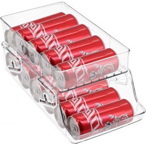 JEXNOVASHOP-Porte Boisson Frigo 2 Etages Roulantes Rangement Canette Frigo Distributeur de Canette pour Frigo Organisateur de Frigo pour 9 Canettes 330ml/11oz Boisson, Bouteille D¿Eau, Soda, BièRe - Neuf