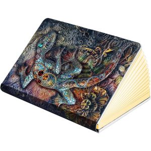 Lampe Livre Pliante 3 Couleurs, Veilleuse Led Fantaisie, Lampe De Livre En Relief L&eacute;zard, Lampe De Livres D&eacute;corative Rechargeable, Id&eacute;es Cadeaux Pour Les Amateurs De Livres Et Les Enfants - Neuf