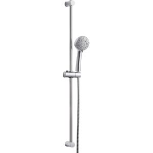 Ensemble Barre de Douche Colonne de Douche sans Mitigeur en Acier Inoxydable de 90 cm avec Tuyau de 1.6 m Pommeau de Douche (3 Modes 100 mm) et Support pour Salle de Bain Chrome - Neuf