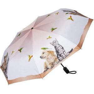 Parapluie De Poche R&eacute;sistant Au Vent Ouverture Et Fermeture Automatique Pliant Mini L&eacute;g&egrave;rement Stable Chien Chat Oiseau Faune - Neuf
