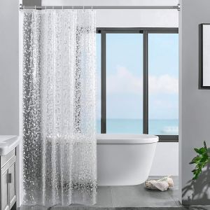 KALANKA-Rideaux de Douche EVA 3D Motif de Pierre, 120 x 200 cm Rideau de Bain Semi Transparent &Eacute;tanche Anti-Moisissure, Rideau de Salle de Bain avec 8 Anneaux pour Douche &agrave; Domicile ou Baignoire - Neuf