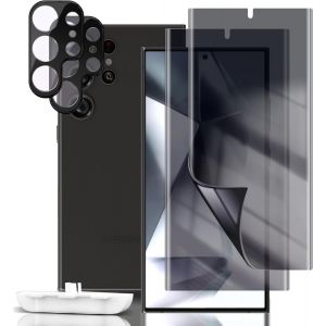 Film Protection Écran Anti-Espion Compatible Samsung Galaxy S24 Ultra, 2+2 Pack Tpu Hydrogel Auto-Cicatrisation + Verre Trempé Caméra Arrière, Haute Sensibilité Transparent - Neuf