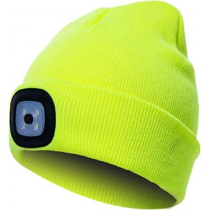 Casquette Led En Tricot Avec Lumière Rechargeable Par Usb, Éclairage Et Modes D'avertissement Clignotant 8 Led, Installation Facile Avant Et Arrière, Bonnet En Tricot Chaud D'hiver - Neuf
