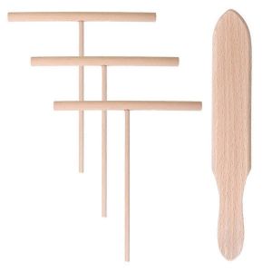 Set de spatules en bois pour étaler la pâte à crêpes,lot de 4 - Neuf