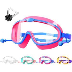 Letnerny-Lunettes De Natation Enfants Avec Bouchons D'oreille,Lunettes De Plongée Plongée Bébé Avec Clip Pour Le Nez,Anti Brouillard Lunettes Piscine Enfant Garçons Et Fille 3-8 Ans - Neuf