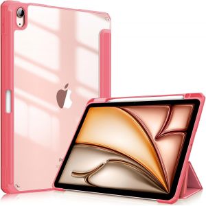 Coque Pour Ipad Air 11 Pouces M3/M2 (2025/2024), Ipad Air 5/4 10.9 Pouces (2022/2020) - [Rangement De Stylet] Housse Transparente Claire Etui Antichoc Veille/Réveil Auto, Rose Pastèque - Neuf