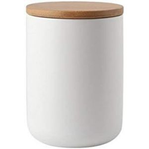 Cmws-Boîte De Rangement Alimentaire En Céramique Hermétique Avec Couvercle En Bambou Scellé Pour Thé, Sucre, Café, Noix, Épices (Blanc, 800 Ml) - Neuf