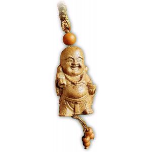 Asas-Porte-Clés En Bois¿Bouddha Rieur 3d Acajou,Environ 4cm,Acajou Rouge,M - Neuf