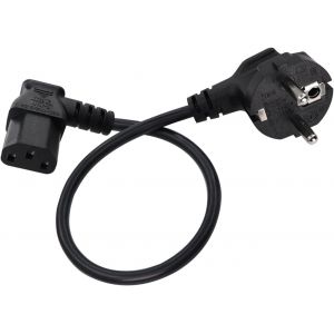 Cable Alimentation Coudé à 90° C13 Contact de Protection de Câble Type F (CEE 7/4) vers Prise C13, pour Ordinateur, TV, Moniteur, écran, Projecteur, Etc (Noir, 1m) - Neuf