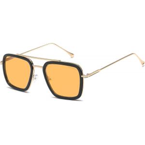 Lunettes De Soleil Hommes Femmes Rétro Pilote Carré Cadre En Métal Rectangle Classique Mode Lunettes - Neuf