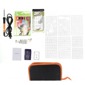 Ensemble de 71 stylos a bois electriques, fer a souder, pyrogravure, peinture, orange, prise americaine 110 V - Neuf
