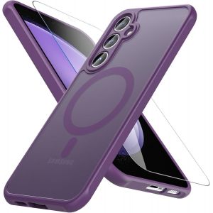 Kal-Coque Pour Samsung Galaxy S23 Fe 5g, Compatible Avec Magsafe Avec Verre Trempé, [Protection Militaire] Magnétique Coque Samsung S23 Fe Étui Arrière Housse Fine Antichoc Case Pour S23 Fe, Violet - Neuf