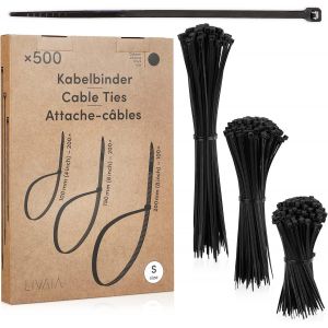 Set de serre-câbles noir: 500 serre-câbles noirs en 3 tailles-Attache câble collier,Cable Management-Serre-cables 100mm,150mm,200mm - Neuf