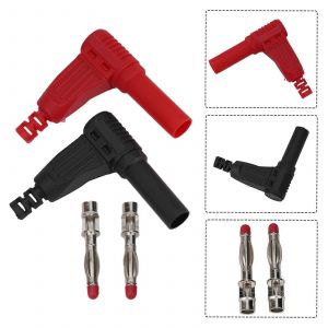 Pour connecter des fils ou des câbles Connecteur Mâle Banane Plastique 1 Paire De 40 * 40mm Fil Isolé 4mm Soudé Mâle Angle Droit - Neuf