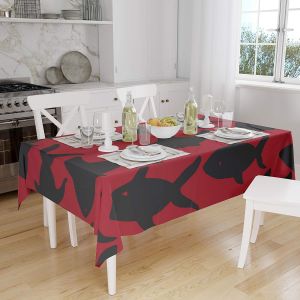 Sjzg-, Anti-Moisissure, S&eacute;chage Rapide, R&eacute;sistant Aux Taches, Lavable En Machine, 100% Polyester Nappe De Table, Rouge Noir, 140 X 160 Cm - Con&ccedil;u Et Fabriqu&eacute; En Turquie - Neuf