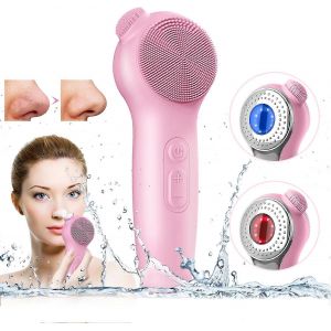 Brosse Nettoyante &Eacute;lectrique Pour Le Visage, Brosse Exfoliante 2 En 1 Avec Massage Thermique, Outil De Beaut&eacute;, Rose - Neuf