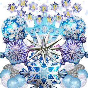 CAUC-Ballons en aluminium avec flocons de neige, ballons en latex, flocons de neige, ballons en latex, ballons de f&ecirc;te, ballons en aluminium pour enfants - Neuf