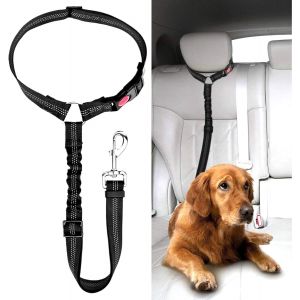 Jgd-Ceinture Chien Voiture, Universel Harnais Voiture R&eacute;glable Pour Chien & Chat Avec Absorption Des Chocs,Harnais Voiture Pour Chiens,Ceinture De S&eacute;curit&eacute; Pour Chien - Neuf
