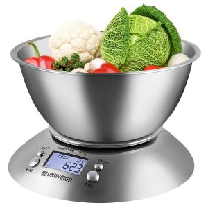 Balance De Cuisine , Gramme Et Oz Pour La Cuisine, La P&acirc;tisserie, Les R&eacute;gimes, La Perte De Poids, Avec Bol Amovible 2.15l, Temp&eacute;rature Ambiante, Minuterie, &Eacute;cran Lcd R&eacute;tro&eacute;clair&eacute;, 11lb/5kg - Neuf