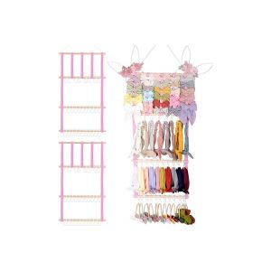 Organisateur Mural Pour Bandeaux Et N?Uds &Agrave; Cheveux (Lot De 2) Avec 60 Crochets, Id&eacute;al Pour Ranger Les Accessoires De Filles. - Neuf