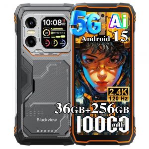 Blackview XPLORE X1 5G T&eacute;l&eacute;phone Portable Incassable 20000mAh 36Go+256Go/2To Android 15 6.78" NFC/AI/Dual SIM - Orange - Neuf