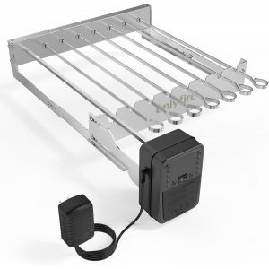 Ulteronixshop-Onlyfire Tournebroche Barbecue &eacute;lectrique en Acier Inoxydable Pour Gril &agrave; Gaz et Barbecue au charbon, R&ocirc;tissoire Tournevis avec 7 brochettes, moteur 220-240V (aliment&eacute; par batterie ou a - Neuf