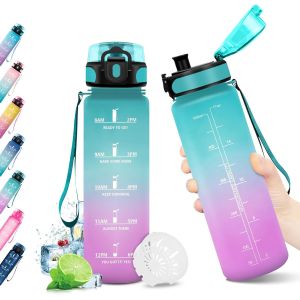 Eryi-Gourde Enfant, Petite Gourde 500ml, Étanche Et Réutilisable, Bouteille D'eau Avec Marqueur De Temps Et Filtre, Sans Bpa, Pour Enfant, Garçon, Fille, Maternelle, L'école, Sport, Camping - Neuf