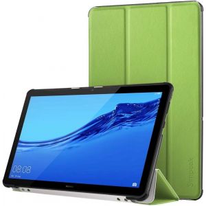 Coque Compatible Pour Huawei Mediapad T5 10.1"" Housse De Protection En Cuir Pu Étui Magnétique Ultra-Mince Avec Fonction Support-Vert - Neuf